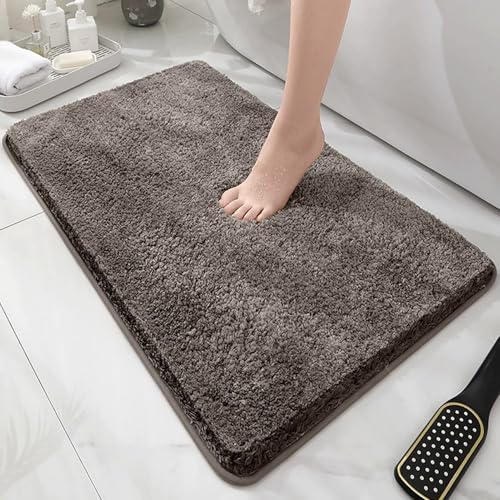 Insun Mikrofaser Badezimmerteppich, Badematte rutschfest Saugfähig Waschbar für Badezimmer Braun 50 x 80 cm von Insun