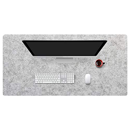 Insun Mousepad aus Filz 2mm Dick Schreibtisch Unterlage Filzunterlage Antirutsch Modern Schreibtisch Matte Rutschfest Hellgrau 70x35cm von Insun