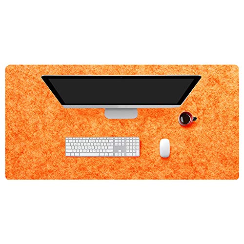 Insun Mousepad aus Filz 2mm Dick Schreibtisch Unterlage Filzunterlage Antirutsch Modern Schreibtisch Matte Rutschfest Orange 60x30cm von Insun