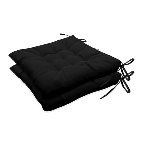 Insun Sitzkissen Outdoor Wasserabweisend Wetterfest, Stuhlkissen mit Bindebänder für Gartenstuhl Innenbereich Schwarz 40 x 40 cm, 2er Set Insun Sitzkissen Outdoor Wasserabweisend Wetterfest, Stuhlkissen mit Bindebänder für Gartenstuhl Innenbereich Schwarz 40 x 40 cm, 2er Set von Insun