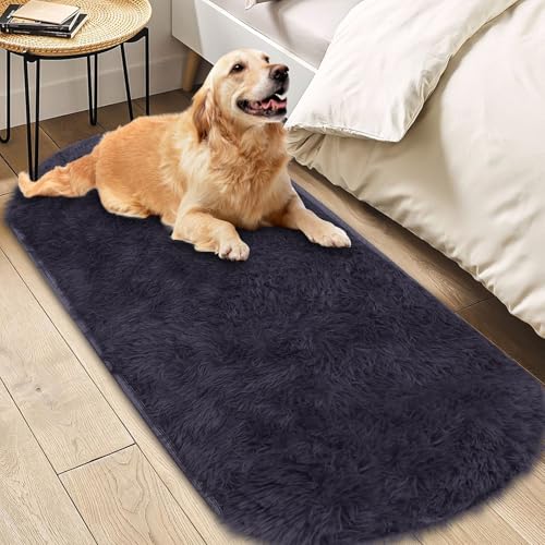 Insun Teppich Oval Wohnzimmer Hochflor Flauschig Waschbar Shaggy rutschfest Teppiche Schlafzimmer Grau 2 180 x 200 cm von Insun