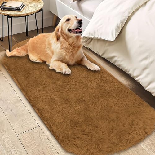 Insun Teppich Oval Wohnzimmer Hochflor Flauschig Waschbar Shaggy rutschfest Teppiche Schlafzimmer Hellbraun 2 180 x 275 cm von Insun