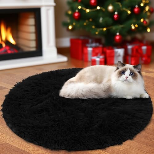 Insun Teppich Rund Wohnzimmer Hochflor Flauschig Waschbar Shaggy rutschfest Teppiche Schlafzimmer Black 180 cm Insun Teppich Rund Wohnzimmer Hochflor Flauschig Waschbar Shaggy rutschfest Teppiche Schlafzimmer Black 180 cm von Insun