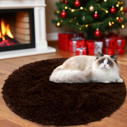 Insun Teppich Rund Wohnzimmer Hochflor Flauschig Waschbar Shaggy rutschfest Teppiche Schlafzimmer Chocolate Brown 120 cm Insun Teppich Rund Wohnzimmer Hochflor Flauschig Waschbar Shaggy rutschfest Teppiche Schlafzimmer Chocolate Brown 120 cm von Insun