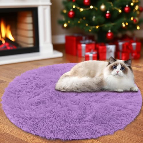 Insun Teppich Rund Wohnzimmer Hochflor Flauschig Waschbar Shaggy rutschfest Teppiche Schlafzimmer Light Purple 100 cm Insun Teppich Rund Wohnzimmer Hochflor Flauschig Waschbar Shaggy rutschfest Teppiche Schlafzimmer Light Purple 100 cm von Insun