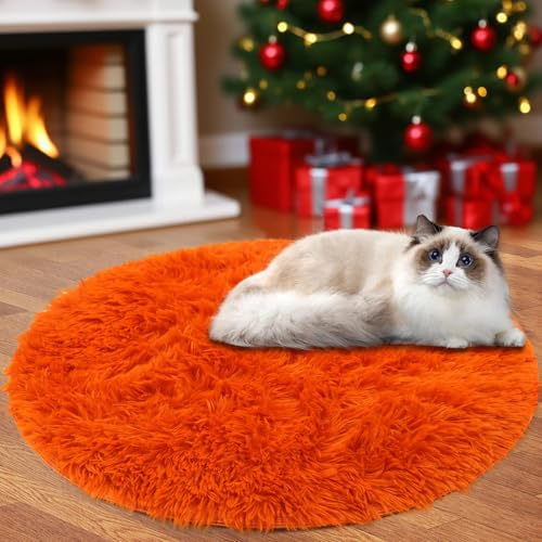 Insun Teppich Rund Wohnzimmer Hochflor Flauschig Waschbar Shaggy rutschfest Teppiche Schlafzimmer Orange 200 cm Insun Teppich Rund Wohnzimmer Hochflor Flauschig Waschbar Shaggy rutschfest Teppiche Schlafzimmer Orange 200 cm von Insun
