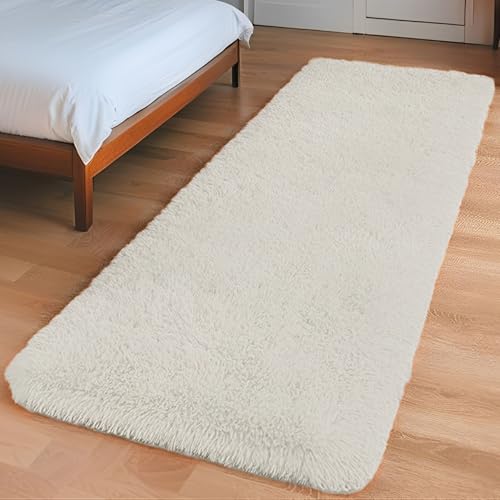 Insun Teppich Wohnzimmer, Hochflor Flauschig Carpet rutschfest, Waschbar Shaggy Läufer für Schlafzimmer Flur Creme 60 x 90 cm Insun Teppich Wohnzimmer, Hochflor Flauschig Carpet rutschfest, Waschbar Shaggy Läufer für Schlafzimmer Flur Creme 60 x 90 cm von Insun