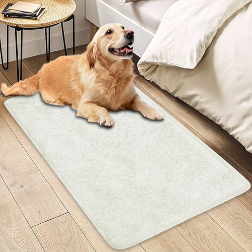 Insun Teppich Wohnzimmer Hochflor Flauschig Waschbar Shaggy rutschfest Teppiche Schlafzimmer Elfenbein 100 x 200 cm von Insun