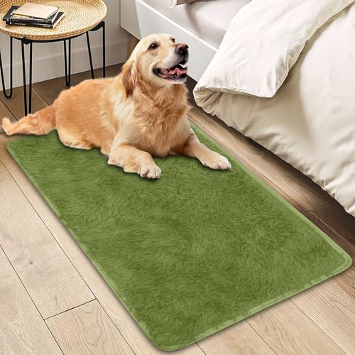 Insun Teppich Wohnzimmer Hochflor Flauschig Waschbar Shaggy rutschfest Teppiche Schlafzimmer Grün 2 60 x 210 cm von Insun