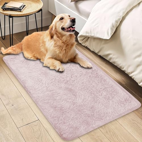 Insun Teppich Wohnzimmer Hochflor Flauschig Waschbar Shaggy rutschfest Teppiche Schlafzimmer Hellrosa 245 x 305 cm von Insun
