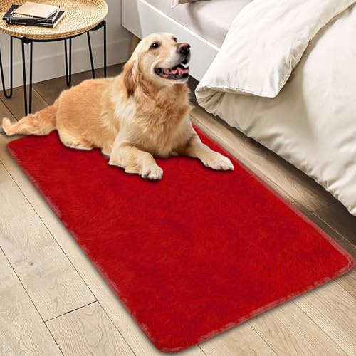 Insun Teppich Wohnzimmer Hochflor Flauschig Waschbar Shaggy rutschfest Teppiche Schlafzimmer Rot 180 x 275 cm von Insun