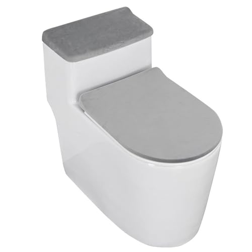Insun Toiletten Sitzbezug und Tankschutzabdeckung Samt Elastisches Waschbar für Meisten Toiletten Hellgrau von Insun