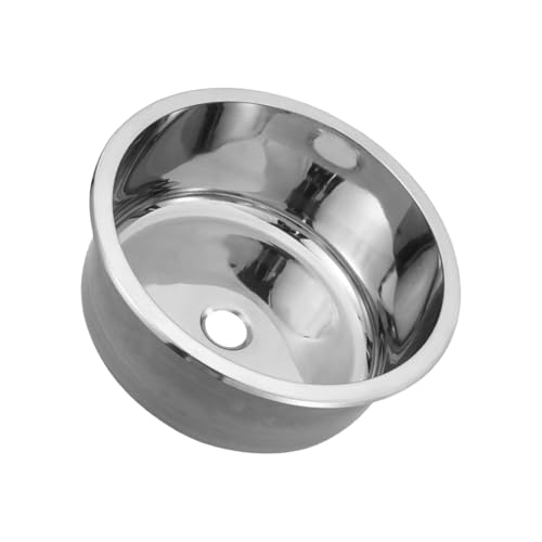 Edelstahl-Küchenspüle – Schwerlast-rundes Einzelbecken zum Geschirrspülen & Händewaschen | Rostbeständiges Design mit Überlaufschutz | Perfekt für moderne Wohnküche, Bad, Wohnmobil & von Intaop