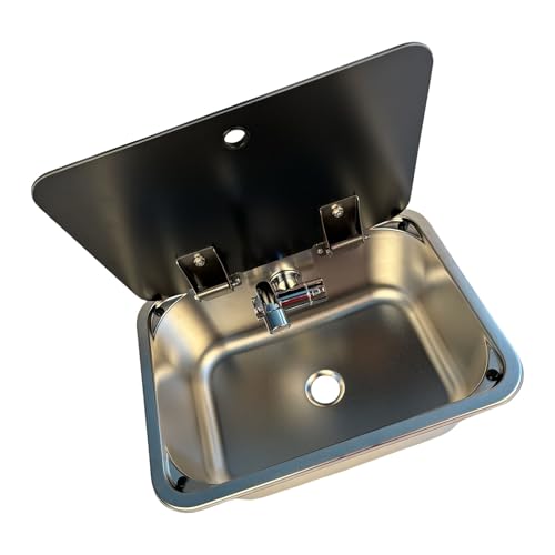 Edelstahl Unterbauspüle mit Deckel - Einzelbecken Kompaktes Design für Camper, Boote, Wohnmobile, kleine Häuser | Langlebiges & platzsparendes Küchenbecken von Intaop