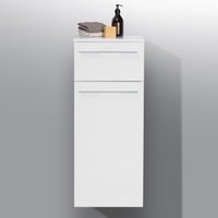 Bad Highboard Seitenschrank H/B/T 87/35/32,5cm, weiß hochglanz, vormontiert Beton Anthrazit von Intarbad