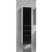 Bad Hochschrank, Seitenschrank H/B/T: 156,6/35/32,5cm, weiß hochglanz, vormontiert Beton Anthrazit von Intarbad