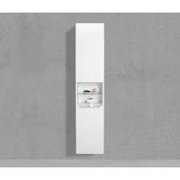 Bad Hochschrank mit Wäschekippe Seitenschrank H/B/T: 176,6/40/32,5cm Weiß Hochglanz Lack Beton Anthrazit von Intarbad