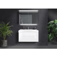 Badmöbel Set 100 cm, Multi LED Spiegelschrank, grifflos mit Push to Open, Made in Germany Badmöbel Set 100 cm, Multi LED Spiegelschrank, grifflos mit Push to Open, Made in Germany von Intarbad