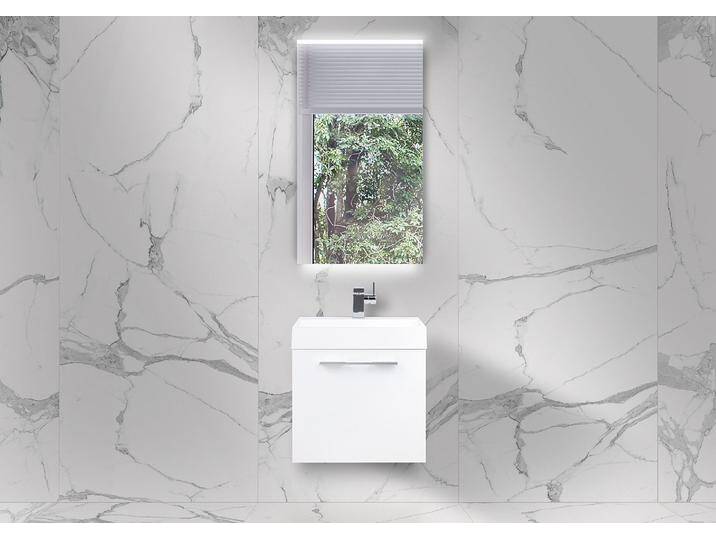 Badmöbel Set 50 cm Gäste WC, Unterschrank mit Waschtisch und LED Spiegel, Made in Germany Badmöbel Set 50 cm Gäste WC, Unterschrank mit Waschtisch und LED Spiegel, Made in Germany von Intarbad