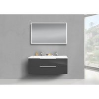 Badmöbel Set CUBO Doppelwaschtisch 120 cm Evermite, Unterschrank mit Led Spiegel von Intarbad