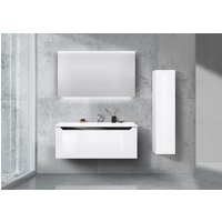 Badmöbel Set MONZA 120cm Waschtisch , Led Spiegel und Seitenschrank Weiß Hochglanz Lack von Intarbad