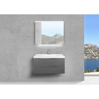 Badmöbel Set Salerno 2.0 90 cm mit Lichtspiegel Beton Anthrazit von Intarbad