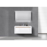 Badmöbel Set grifflos 120 cm Waschtisch, Unterschrank und Led Spiegel von Intarbad