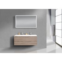Badmöbel Set grifflos Intarbad CUBO 120 cm Doppelwaschbecken, Unterschrank und Led Spiegel von Intarbad
