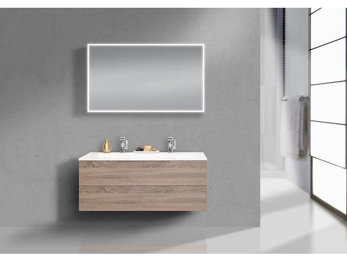 Badmöbel Set grifflos Intarbad CUBO 120 cm Doppelwaschbecken, Unterschrank und Led Spiegel Badmöbel Set grifflos Intarbad CUBO 120 cm Doppelwaschbecken, Unterschrank und Led Spiegel von Intarbad