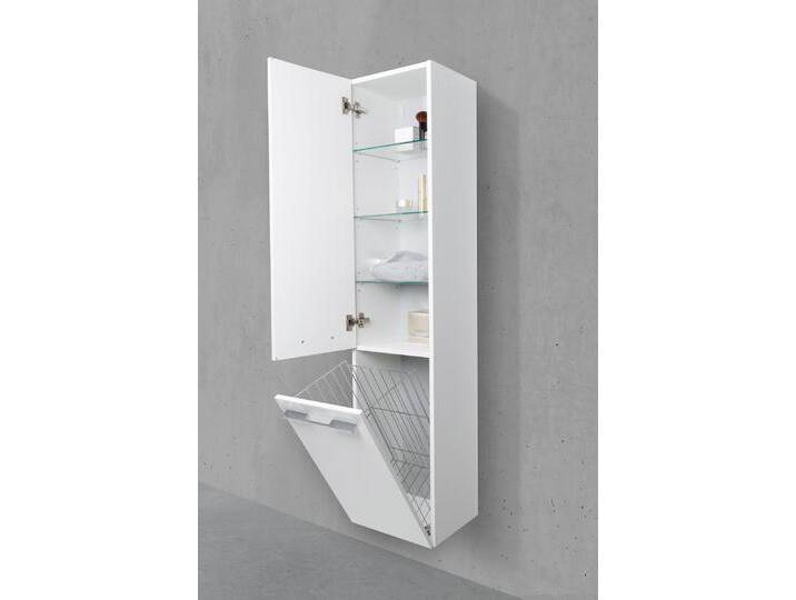 Badschrank mit Wäschekippe Hochschrank H/B/T: 161,6/40/32,5cm Weiß Hochglanz Lack Badschrank mit Wäschekippe Hochschrank H/B/T: 161,6/40/32,5cm Weiß Hochglanz Lack von Intarbad