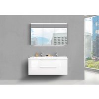 Doppelwaschtisch 120 cm Badmöbel Set Cubo, Spiegelschrank Multi Led von Intarbad