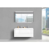 Doppelwaschtisch 120 cm Badmöbelset Cubo, grifflos mit Push to Open, Spiegelschrank Multilight Doppelwaschtisch 120 cm Badmöbelset Cubo, grifflos mit Push to Open, Spiegelschrank Multilight von Intarbad