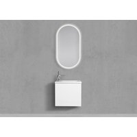 Gäste Badmöbel Set, Waschtisch 50x25cm, Design Spiegel LED Beton Anthrazit von Intarbad