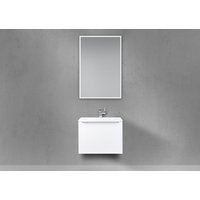 Gäste Badmöbelset SLIDE, Waschtisch 60x35 cm, Unterschrank mit Waschbecken und LED Spiegel Beton Anthrazit von Intarbad