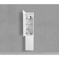 Hochschrank Seitenschrank mit Wäschekippe H/B/T: 161,6/40/32,5cm Weiß Hochglanz Lack Beton Anthrazit von Intarbad