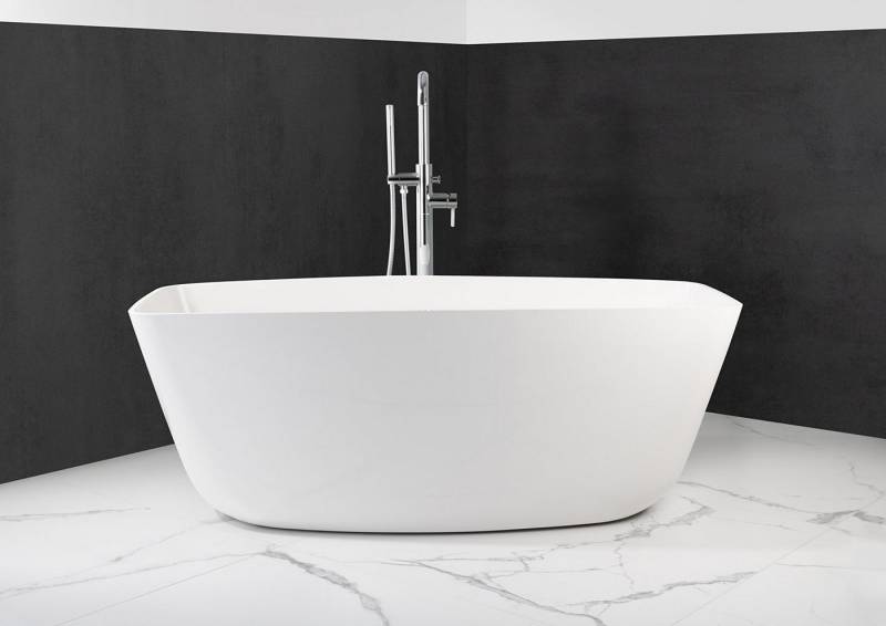 Intarbad Badewanne Freistehende Badewanne aus Mineralguss 156,5x70x58 cm in Weiß Glanz von Intarbad