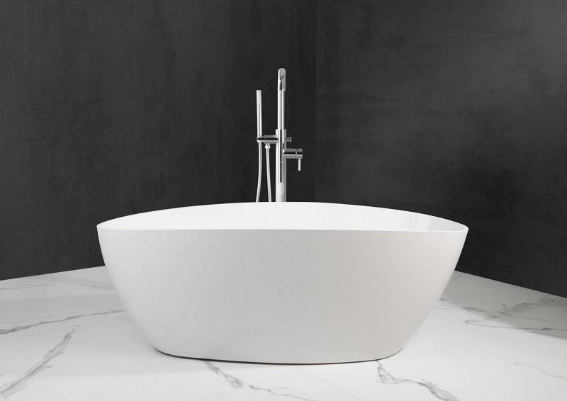 Intarbad Badewanne Freistehende Badewanne aus Mineralguss 157x70x57,2 cm in Weiß Glanz von Intarbad