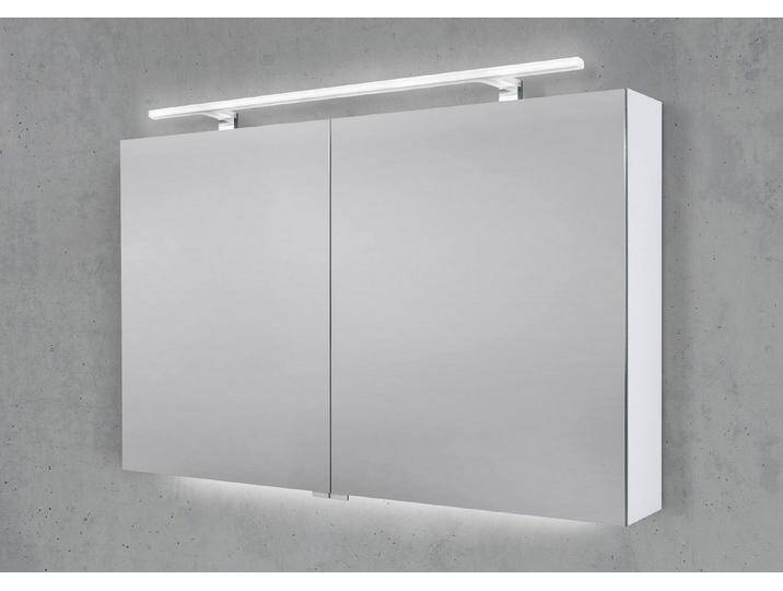Intarbad Badezimmerspiegelschrank 110 cm mit MULTI LED Acryl Aufsatzleuchte Waschtisch, Anthrazit Matt Lack (Anti-Finger-Print) von Intarbad