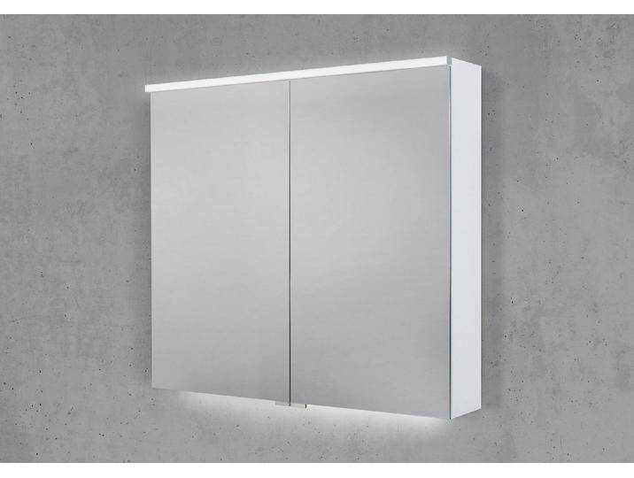 Intarbad Badezimmerspiegelschrank 80 cm integrierte MULTI Light LED Beleuchtung Waschtisch, Anthrazit Matt Lack (Anti-Finger-Print) von Intarbad