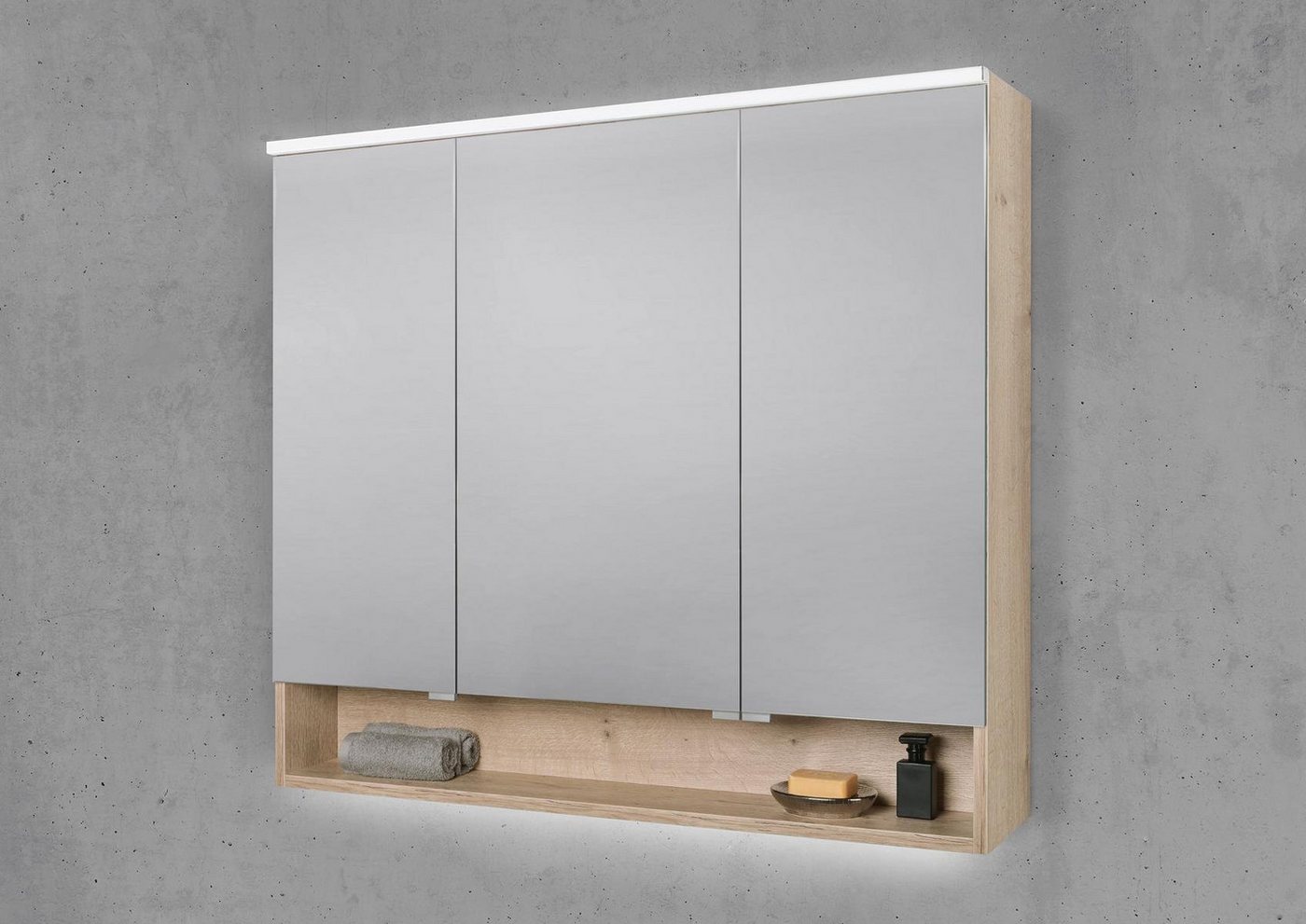 Intarbad Badezimmerspiegelschrank Spiegelschrank 100 cm 3 türig mit offenem Fach mit integrierter MULTI Intarbad Badezimmerspiegelschrank Spiegelschrank 100 cm 3 türig mit offenem Fach mit integrierter MULTI von Intarbad