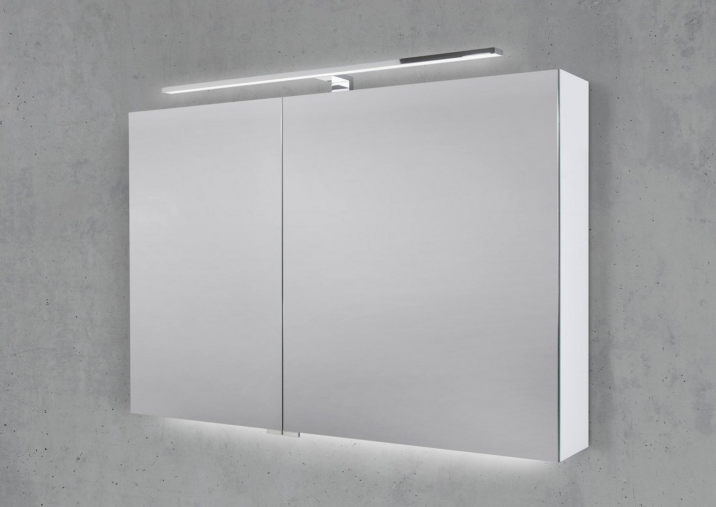 Intarbad Badezimmerspiegelschrank Spiegelschrank 100 cm mit LED Chrom Beleuchtung Doppelspiegeltüren Intarbad Badezimmerspiegelschrank Spiegelschrank 100 cm mit LED Chrom Beleuchtung Doppelspiegeltüren von Intarbad