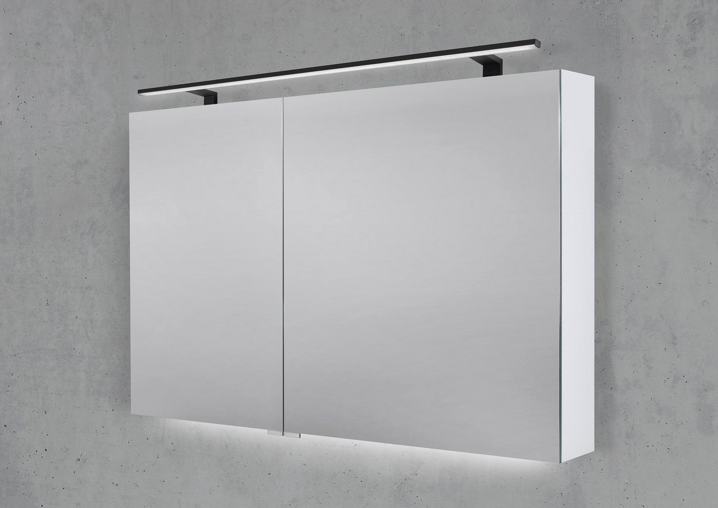 Intarbad Badezimmerspiegelschrank Spiegelschrank 100 cm mit MULTI LED Aufsatzleuchte Doppelspiegeltüren Intarbad Badezimmerspiegelschrank Spiegelschrank 100 cm mit MULTI LED Aufsatzleuchte Doppelspiegeltüren von Intarbad