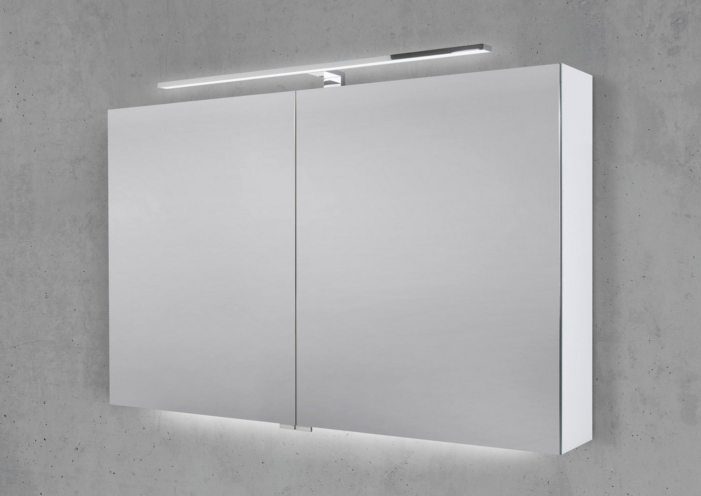 Intarbad Badezimmerspiegelschrank Spiegelschrank 110 cm mit LED Chrom Beleuchtung Doppelspiegeltüren Intarbad Badezimmerspiegelschrank Spiegelschrank 110 cm mit LED Chrom Beleuchtung Doppelspiegeltüren von Intarbad