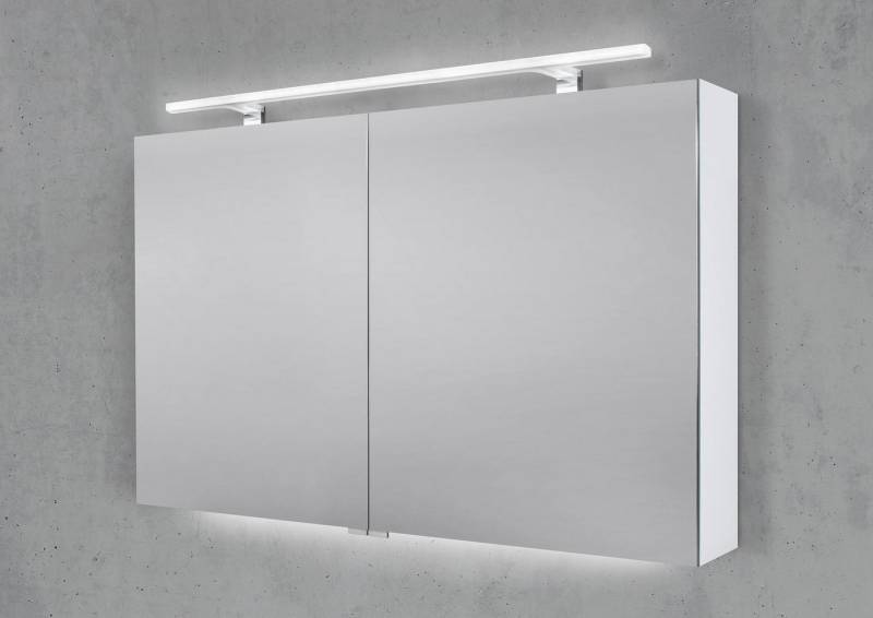 Intarbad Badezimmerspiegelschrank Spiegelschrank 110 cm mit MULTI LED Acryl Aufsatzleuchte von Intarbad
