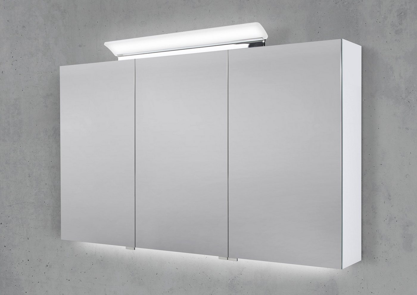 Intarbad Badezimmerspiegelschrank Spiegelschrank 120 cm LED Acryl Aufsatzleuchte doppelseitig von Intarbad