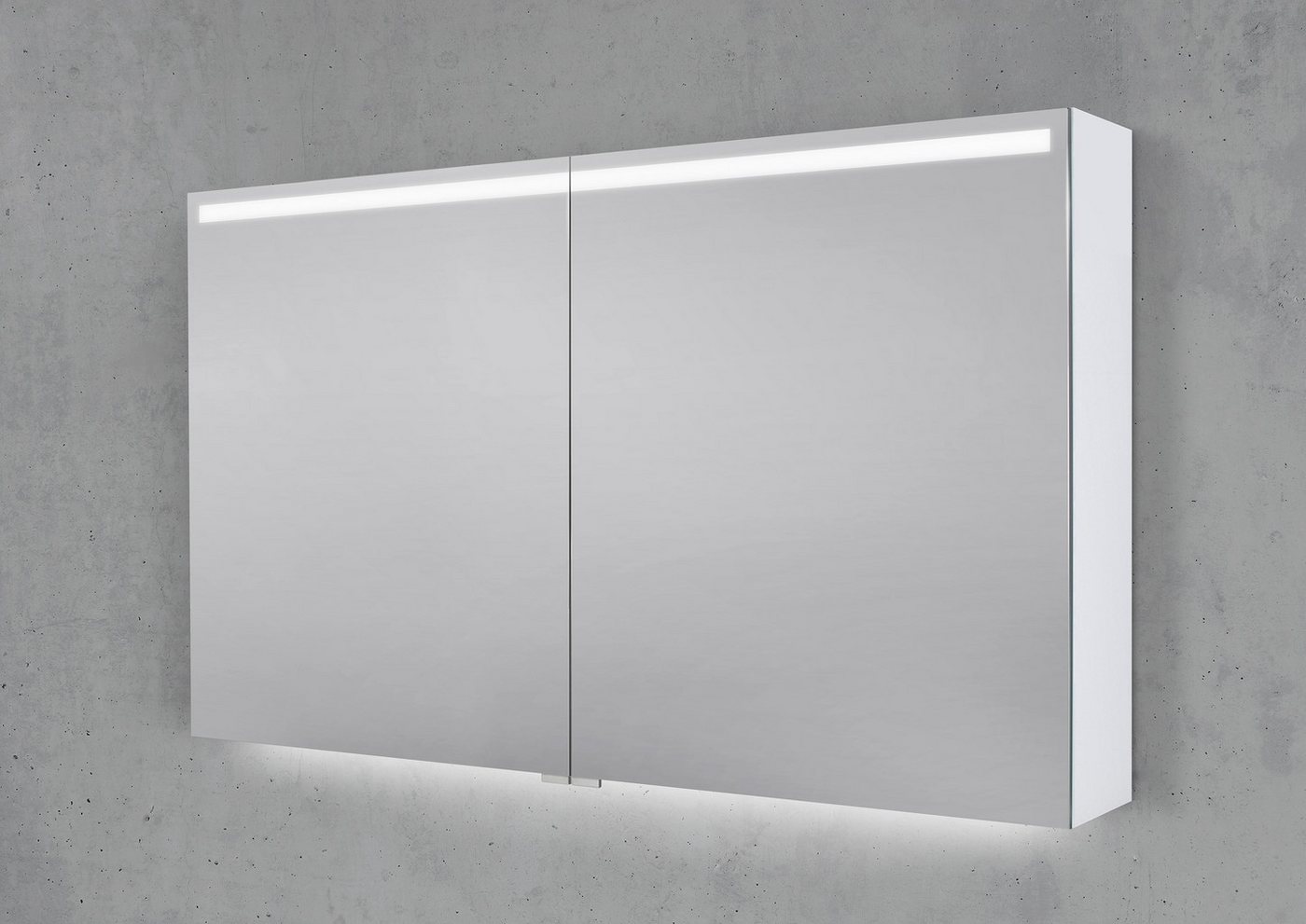 Intarbad Badezimmerspiegelschrank Spiegelschrank 120 cm integrierte MULTILIGHT-LED Lichtleiste Grau von Intarbad