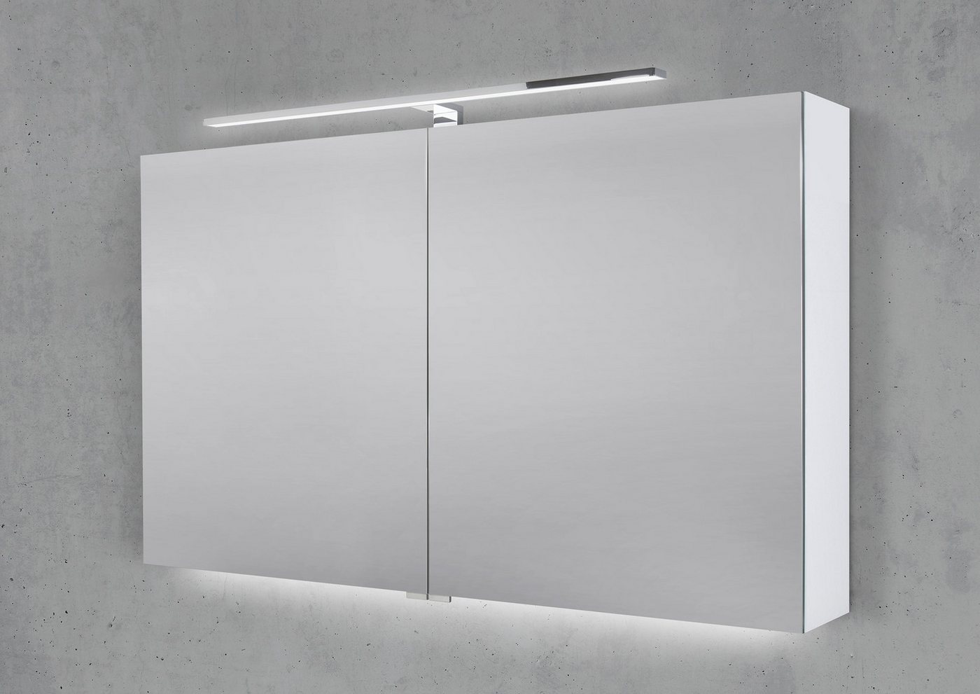 Intarbad Badezimmerspiegelschrank Spiegelschrank 120 cm mit LED Chrom Beleuchtung Doppelspiegeltüren Intarbad Badezimmerspiegelschrank Spiegelschrank 120 cm mit LED Chrom Beleuchtung Doppelspiegeltüren von Intarbad