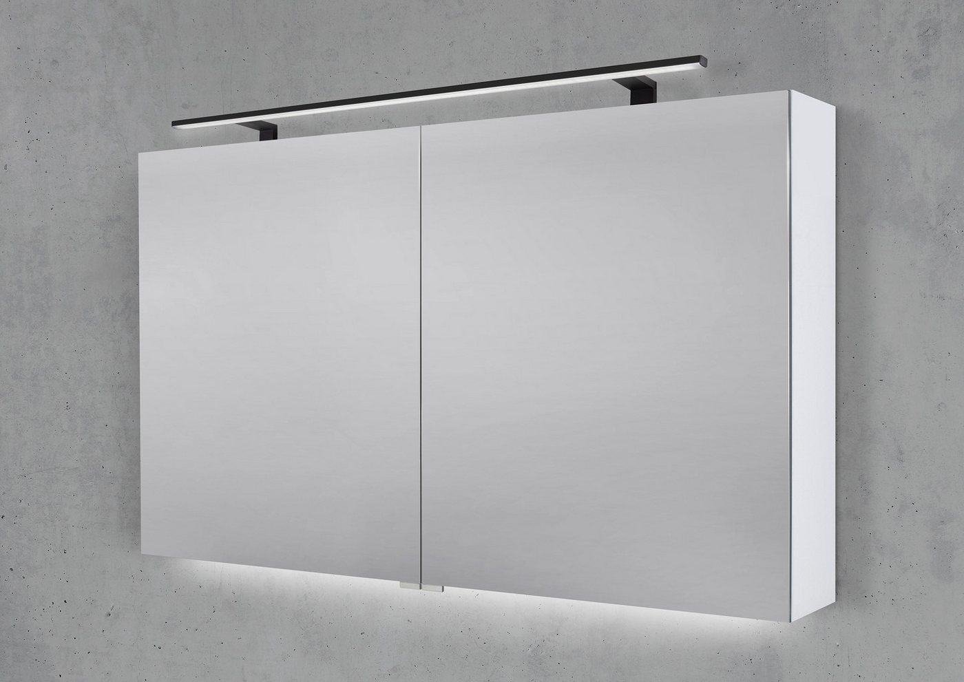Intarbad Badezimmerspiegelschrank Spiegelschrank 120 cm mit MULTI LED Aufsatzleuchte Doppelspiegeltüren Intarbad Badezimmerspiegelschrank Spiegelschrank 120 cm mit MULTI LED Aufsatzleuchte Doppelspiegeltüren von Intarbad