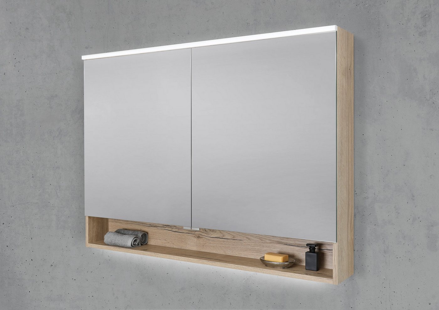 Intarbad Badezimmerspiegelschrank Spiegelschrank 120 cm mit offenem Fach MULTI Light LED Beleuchtung Intarbad Badezimmerspiegelschrank Spiegelschrank 120 cm mit offenem Fach MULTI Light LED Beleuchtung von Intarbad