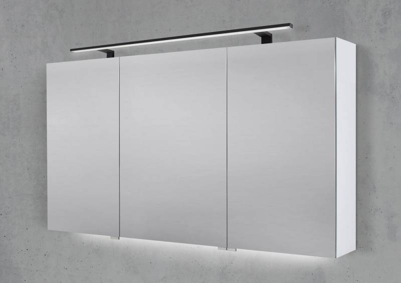 Intarbad Badezimmerspiegelschrank 130 cm mit MULTI LED Aufsatzleuchte Doppelspiegeltüren Waschtisch Intarbad Badezimmerspiegelschrank 130 cm mit MULTI LED Aufsatzleuchte Doppelspiegeltüren Waschtisch von Intarbad
